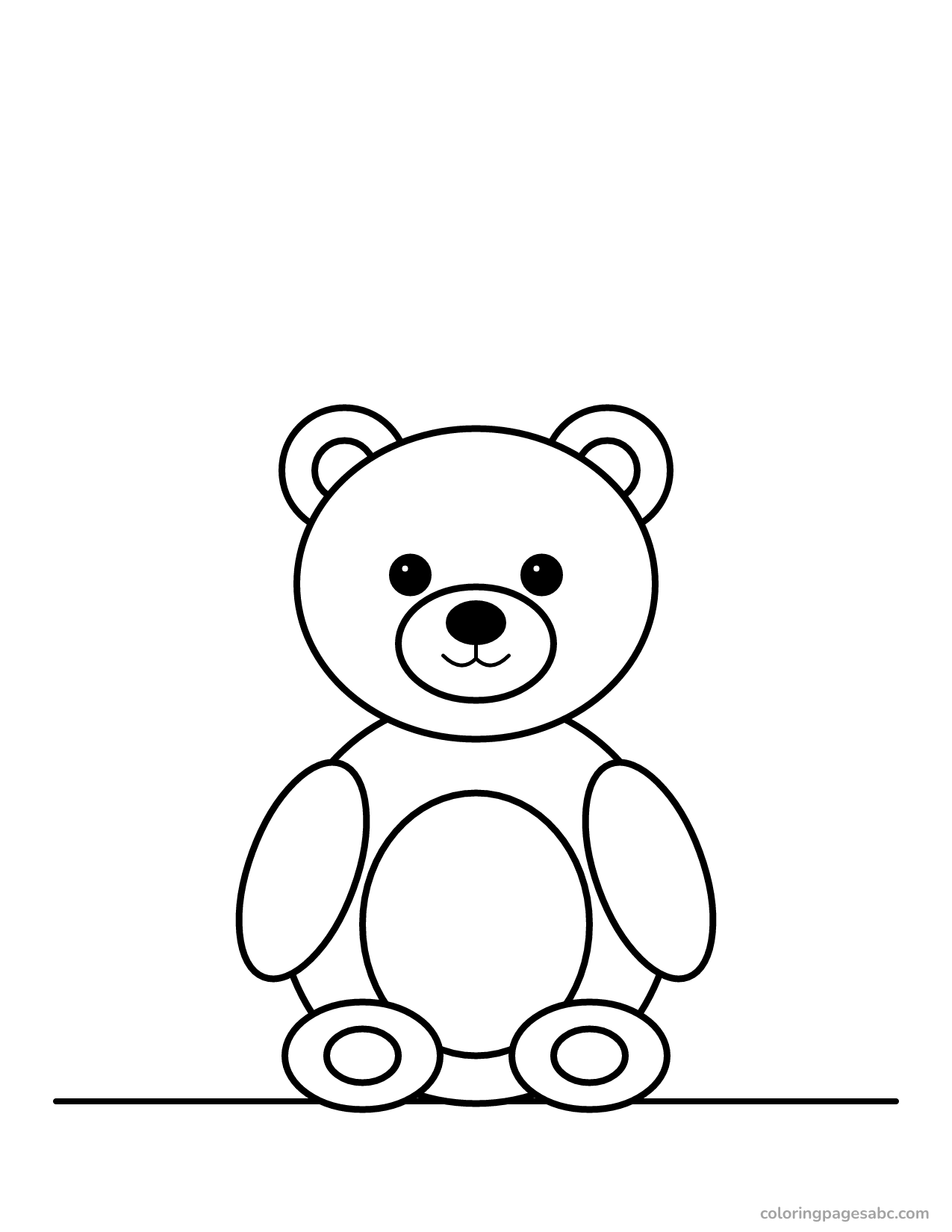 Cute brown bear sitting coloring page
