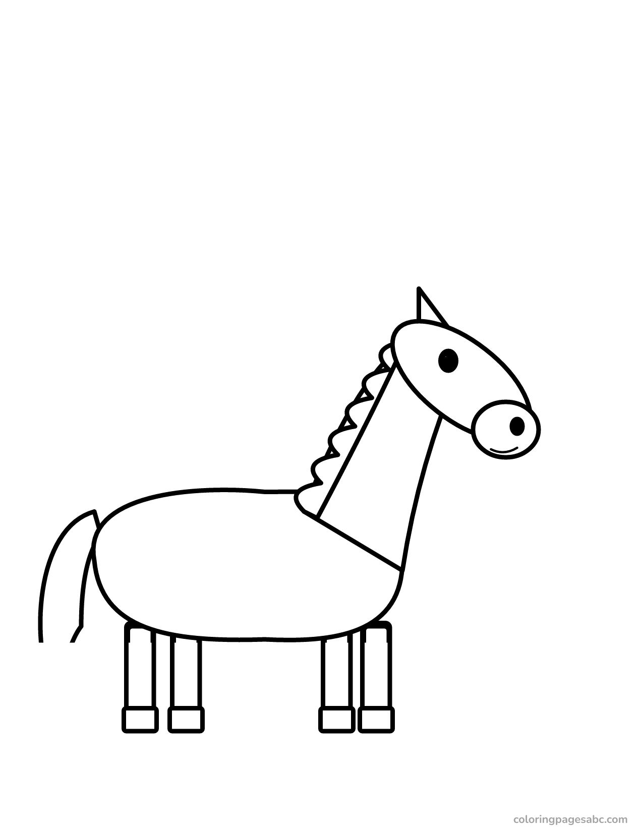 Easy big pony coloring page for toddlers