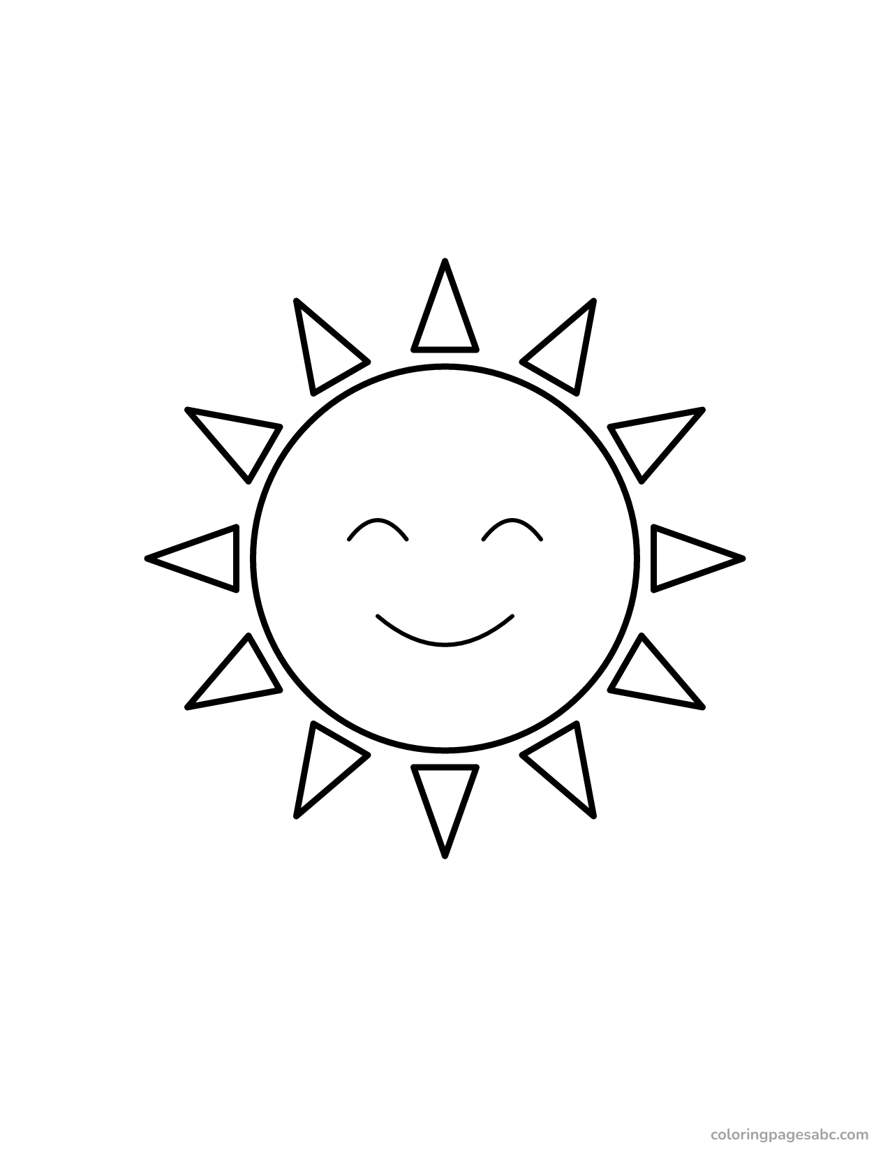 Easy big smiling sun coloring page for toddlers
